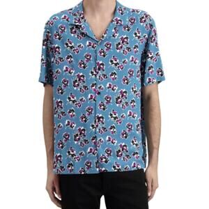 The Kooples Size Small Shirt rock roses short sleeve button up indie sleaze NWT
